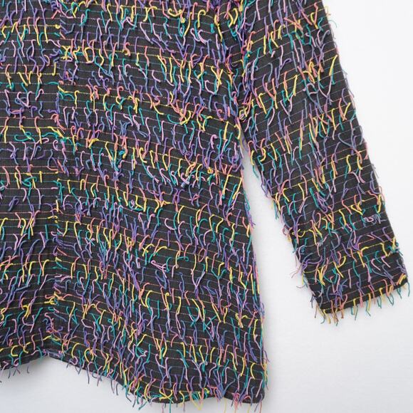 Car Pool Couture Multi Color Boho Fringe Jacket 100% Cotton M - Picture 10 of 12